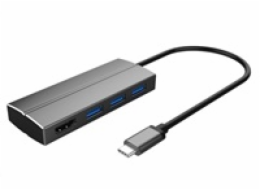 PremiumCord Adaptér USB 3.1 Type-C male na HDMI female + 3x USB 3.0, aluminum