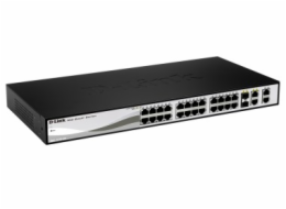 D-Link DGS-1210-28MP 28-port Gigabit Smart+ PoE Switch, 24x GbE PoE+, 4x RJ45/SFP, PoE 370W