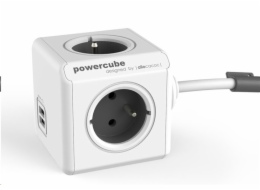 Zásuvka prodluž. PowerCube EXTENDED USB, Grey, 4 rozbočka, 2x USB, kabel 3m