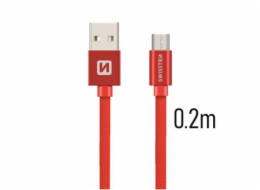 Swissten Datový Kabel Textile Usb / Micro Usb 0,2 M Červený