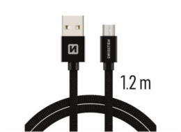 Swissten Datový Kabel Textile Usb / Micro Usb 1,2 M Černý