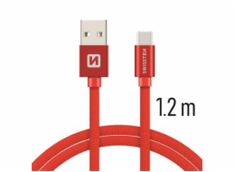 Swissten Datový Kabel Textile Usb / Usb-C 1,2 M Červený