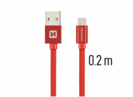 Swissten Datový Kabel Textile Usb / Usb-C 0,2 M Červený