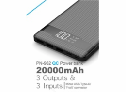 VIKING POWER BANK PN-962PD QC3.0 20000mah, QUICK CHARGE 3.0, Černá