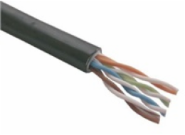 UTP kabel PlanetElite, Cat5E, drát, dvojitý venkovní PE+PVC, Dca, černý, 305m, cívka