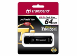 Transcend 64GB JetFlash 750, USB 3.0 flash disk, MLC, LED indikace, černý