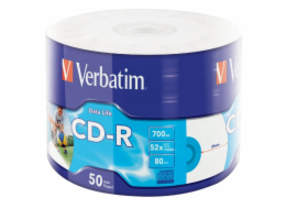 VERBATIM CD-R 700MB/ 52x/ 80min/ printable/ 50pack/ wrap