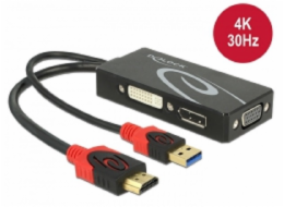 Delock Adaptér HDMI samec > DVI / VGA / Displayport samice 4K černý