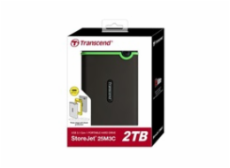 Transcend StoreJet 25M3C 2TB, TS2TSJ25M3C TRANSCEND 2TB StoreJet 25M3C SLIM, 2.5”, USB-C (3.1 Gen 1) Externí Anti-Shock disk, tenký profil, šedo/zelený