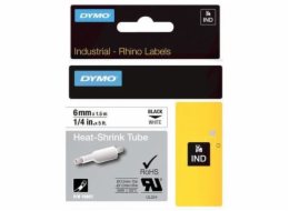 Dymo Rhino IND ORIGINAL teplem smrštitelná bužírka 6mm x 1,5m, černá na bílé, etiketa smršťovací bužírka