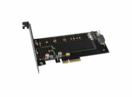 AXAGON PCEM2-DC, PCIe x4 - M.2 NVMe M-key + SATA B-key slot adaptér, chladič, LP