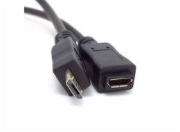 PremiumCord Kabel prodlužovací microUSB 2.0 male-female, černý 5m