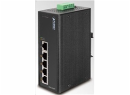 Planet ISW-504PT, 5x 10/100, 4x POE IEEE 802.3af, 60W, DIN, IP30, -40~75 st.C