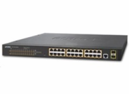 Planet GS-4210-24P2S Planet GS-4210-24P2S PoE switch L2/L4, 24x 1000Base-T, 2x SFP, Web/SNMPv3, VLAN,ext 10Mb/s, 802.3at-300W