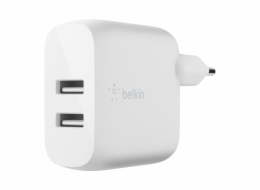 Belkin Dual USB-A nabijecka, 24W vc. Lightning kabel 1m, bila