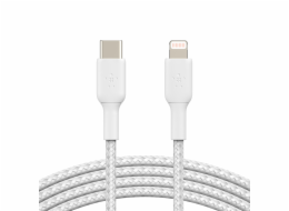 Belkin Lightning/USB-C kabel 1m opletený, mfi cert., bílý