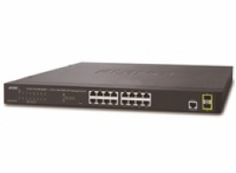 Planet GS-4210-16T2S Planet GS-4210-16T2S switch L2/L4, 16x 1000Base-T, 2x SFP, Web/SNMPv3, VLAN, QoS, IPv6, fanless