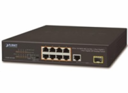 Planet FGSD-1011HP Planet FGSD-1011HP PoE switch, 8x 10/100 PoE, 1x TP + 1x SFP 1000Base-X, extend mód 10Mb, ESD, 802.3at 120W, fanless