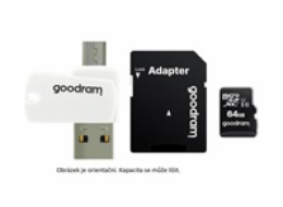 GOODRAM microSDHC karta 16GB M1A4 All-in-one (R:100/W:10 MB/s), UHS-I Class 10, U1 + Adapter + OTG card reader/čtečka