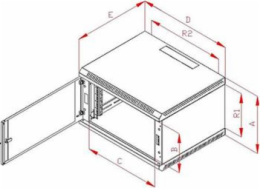 Rack Triton 19" jednodílný 9U/500mm plechové dveře, šedý