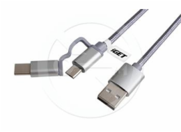 iGET CABLE G2V1 - Univerzální datový a nabíjecí kabel s konektory USB-C a microUSB, 2A rychlonabíjení