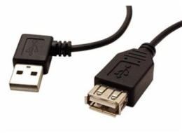 Kabel USB 2.0 A-A 30 cm prodlužovací, lomený vlevo, černý