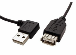 Kabel USB 2.0 A-A 15 cm prodlužovací, lomený vpravo, černý