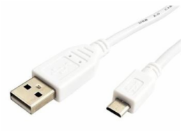 Kabel USB 2.0 kabel, USB A(M) - microUSB B(M), 3m, bílý