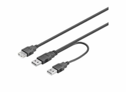 PREMIUMCORD Kabel USB 2.0 napájecí Y kabel A/M + A/M -- A/F 0.4m + 0.5m