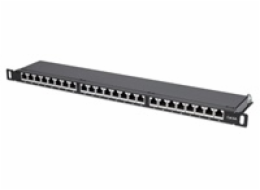 Intellinet Patch panel 24 port Cat6A, stíněný FTP, černý, 0.5U