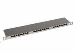 Solarix Patch panel  24xRJ45 CAT5E STP s vyvazovací lištou nerez 0,5U SX24HD-5E-STP-SL