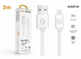 Aligator DAKA010 2A Datový micro USB, 2m Datový kabel ALIGATOR 2A micro USB 2m, bílý