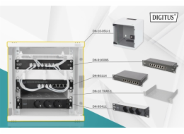 DIGITUS Síťový set 10 palců, včetně skříně 5U, PDU, police, 8 portového přepínače, patch panelu CAT 6