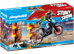 Playmobil 70553 Kaskadérská show Motorka s ohnivou stěnou