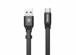 Baseus Nimble Series plochý nabíjecí / datový kabel USB-C 23cm, černá