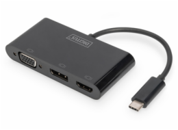 Digitus USB Adapter, USB-C Stecker > VGA + HDMI + DisplayPort Buchse