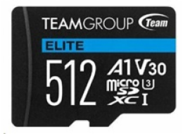 Karta TeamGroup Elite MicroSDXC 512 GB Class 10 UHS-I/U3 A1 V30 (TEAUSDX512GIV30A103)