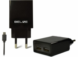 Síťová nabíječka Beline 2xUSB + microUSB 2A černá (Beli0011)