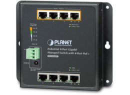 Planet WGS-804HPT Planet průmyslový plochý switch L2, 8x1Gb, 4xPoE 30/120W, dual 48-56VDC, IP30, -40~75°C, fanless