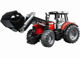 Bruder Traktor Massey Ferguson 7480 s čelním nakladačem, přívěs na dřevo (02046)