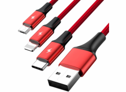 UNITEK C4049RD USB kabel 1,2 m USB A USB C/Micro-USB B/Svítivě červený