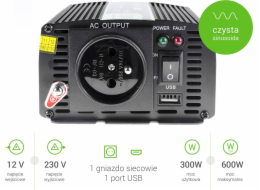 Invertor Green Cell Invertor Green Cell® 12V až 230V Čistá sinusovka 300W