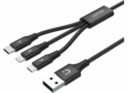 UNITEK C14049BK USB kabel 1,2 m USB 2.0 USB C Micro-USB B/Lightning Černá