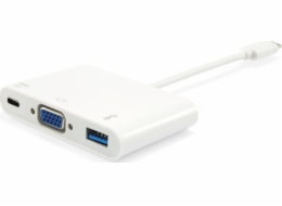 USB Equip Equip USB-C ST-> VGA-/USB-A-BU PD-ADAPTER 0,15 cm weiß