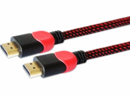 Kabel HDMI-HDMI v2.0, OFC, měděný, 3D, herní, PC, červeno-černý, opletený, 4K, 3,0 m SAVIO GCL-04