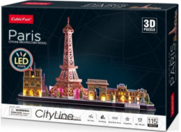 Puzzle 3D Pařížs s LED světlem - 115 dílků