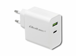 Qoltec 51718 Nabíječka | 45 W | 5-20V | 2,4-3A | USB typu C PD | USB | Bílý