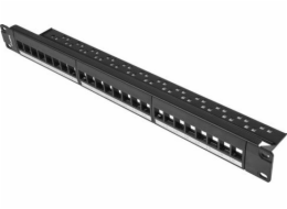 Lanberg Patch panel prázdný 24 portů 1U 19palcový černý pro moduly keystone -PPKS-1024-B