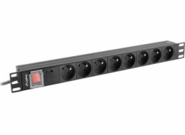 Lanberg PDU lišta napájecí 1U 16A 2m 8 gn. PDU-08E-0200-BK