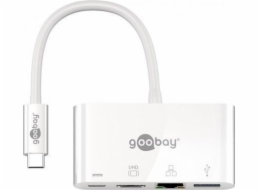 Víceportový rozbočovač USB 3.2 Gen 1, zástrčka USB-C > USB-A + USB-C + zásuvka HDMI + RJ-45, rozbočovač USB